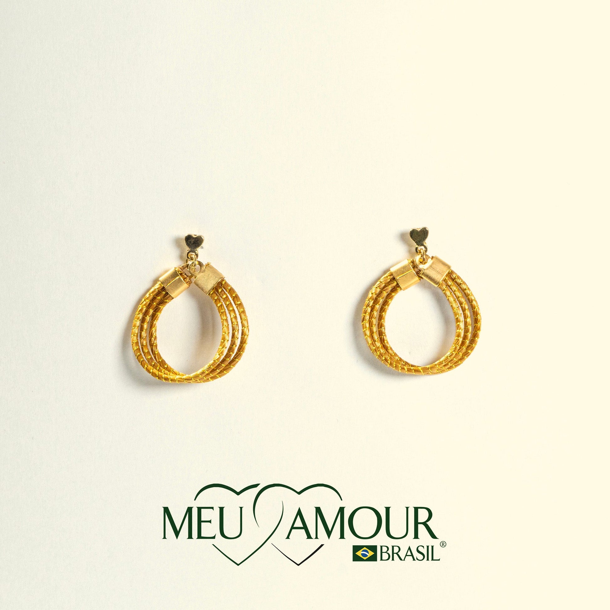 Boucles d'Oreilles Laço Dourado MeuAmour®Brasil
