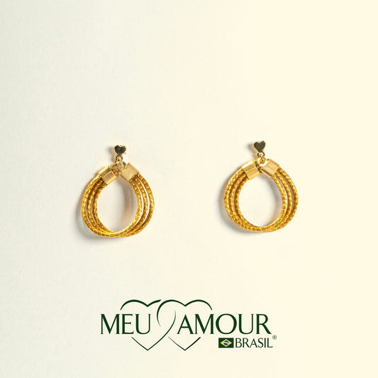 Boucles d'Oreilles Laço Dourado MeuAmour®Brasil
