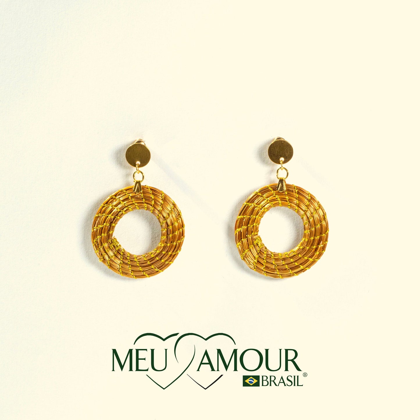 Boucles d'Oreilles Sol Dourado MeuAmour®Brasil