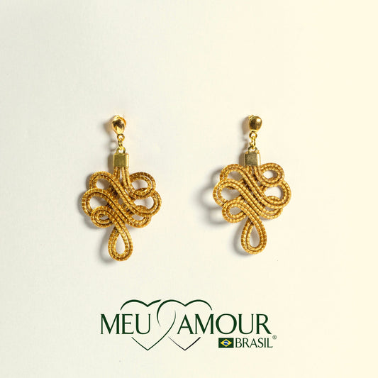 Boucles d'Oreilles Nó Dourado MeuAmour®Brasil